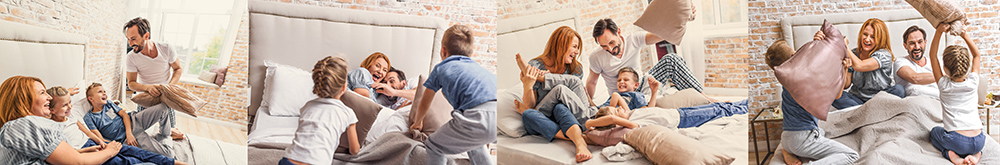 family portrait photography tips bed pillow fight