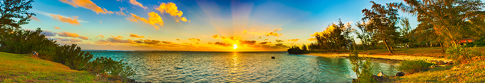 panorama beach tropical palm sand sea sunset yellow blue ocean island travel photography landscape panoramic